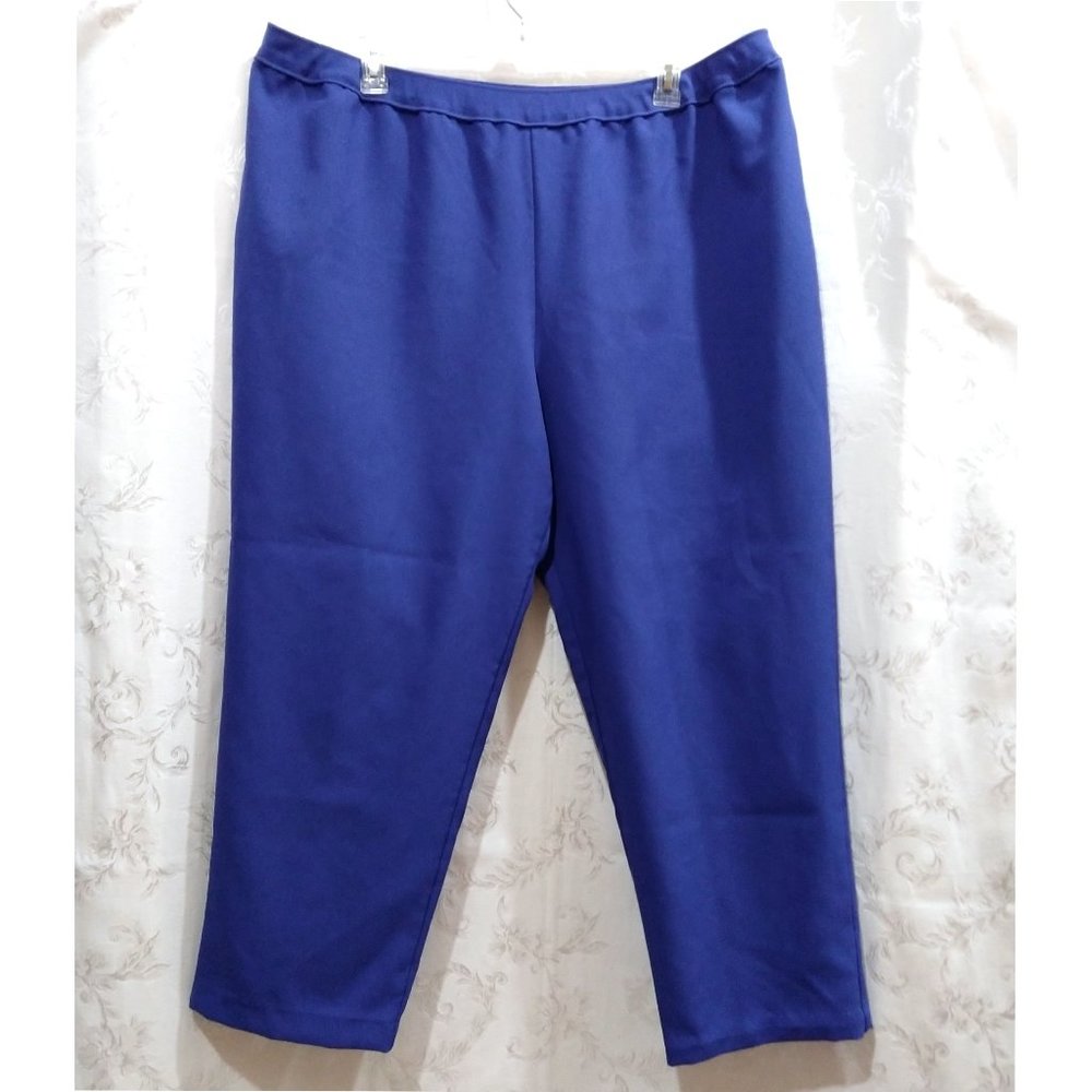 Vintage 90s High Rise Pull On Blue Pants 28W NWOT Stretch Gaberdine Bend Over